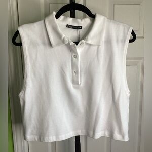 Zara Sleeveless Cropped Polo Style Top, size Small, NWT